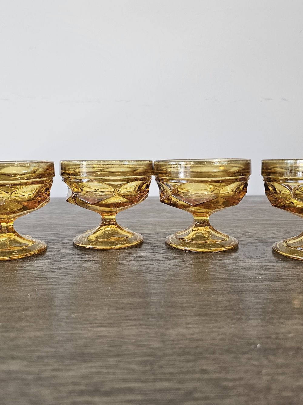 Amber Glass Dessert Compote Set - 4-Piece